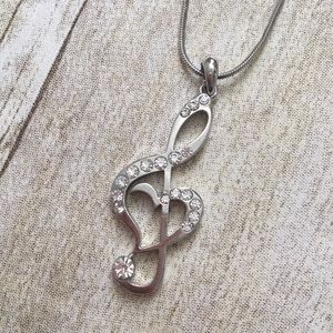 Sterling Silver Musical Treble Clef Heart Necklace